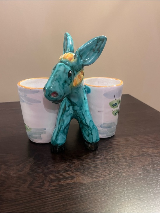 Tito Corti Other - MCM Tito Corti Italy Majolica Ceramic Donkey Double Planter Signed TC Vintage